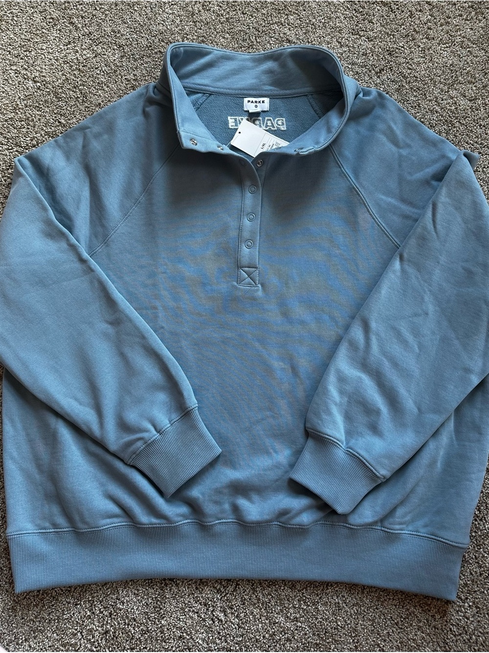 Parke x Target . Light  Blue Women's snap Mockneck sweatshirt NEW